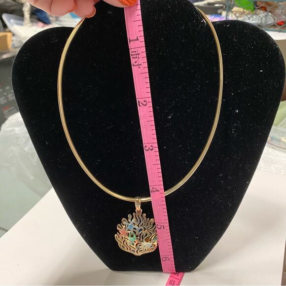 Italian Sea Life Sterling Enamel Pendant Starfish Octopus Shell Omega Necklace - Picture 8 of 12